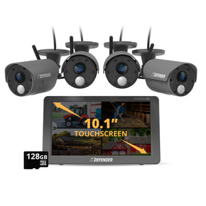 EXCLUSIVE BUNDLE: PHOENIXHD Non-WiFi Plug-in Power Security System with 10.1” HD Monitor & 4 Cameras