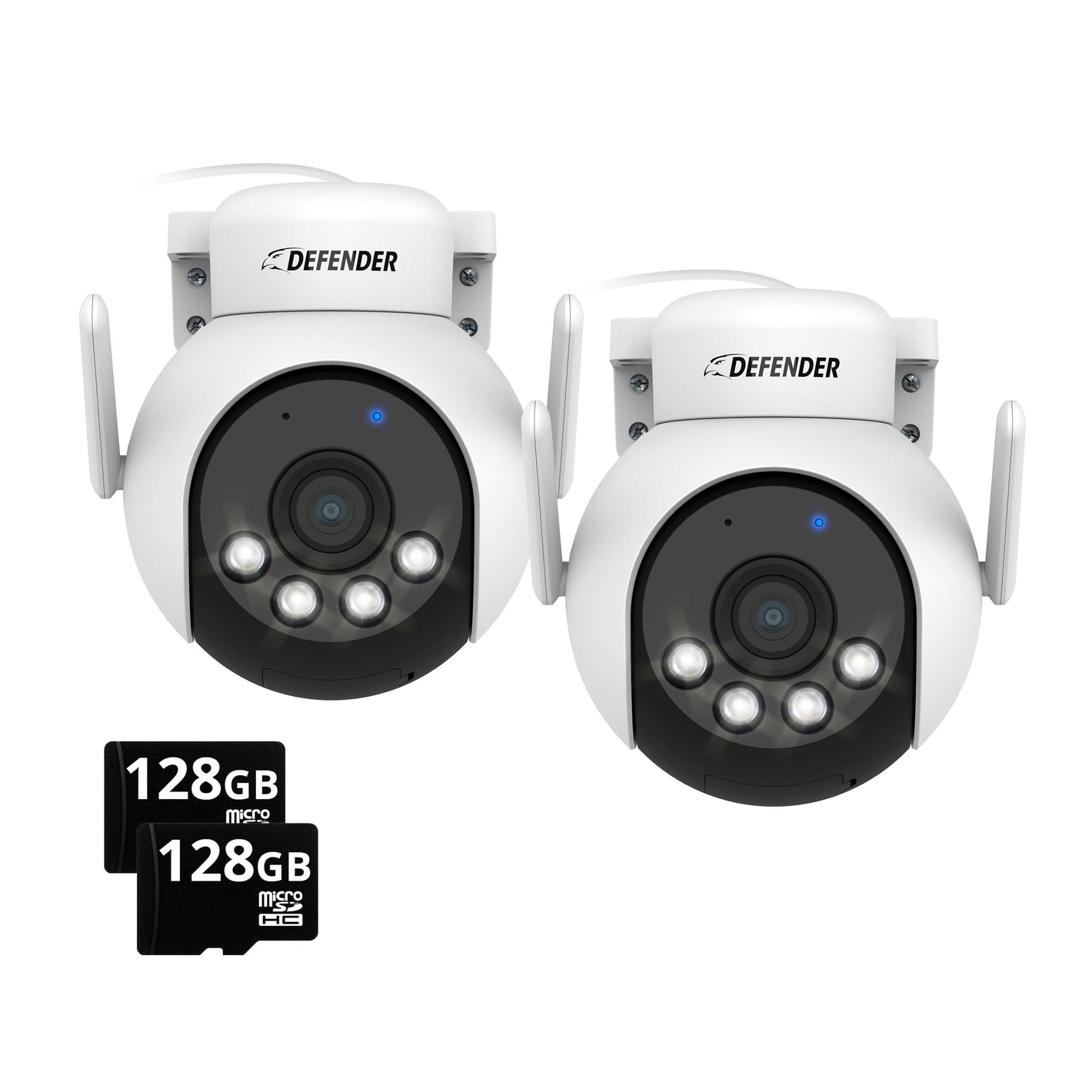 EXCLUSIVE BUNDLE: AI POWERED 4K Everwatch PTZ Wi-Fi Plug-in Security Camera, 128GB SD Card, 2 Pack