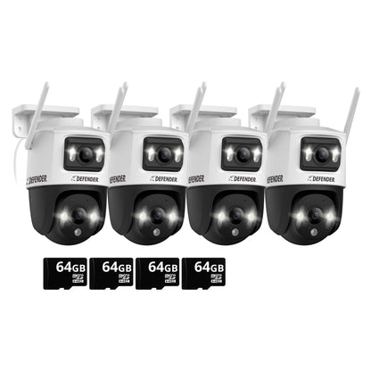 AI POWERED Guard Pro 3K PLUS Dual Lens PTZ Wi-Fi 6 Plug-in Security Camera with 64GB SD Card, 4 Pack