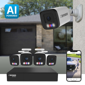 AI POWERED Sentinel 4K Ultra HD Wired 8 Channel PoE NVR  Security System, 4 Metal Cameras &  1TB HDD