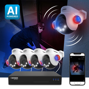 AI Powered Sentinel 4K PTZ Wired 8 Channel PoE NVR Security System, 4 Cameras, 1TB HDD