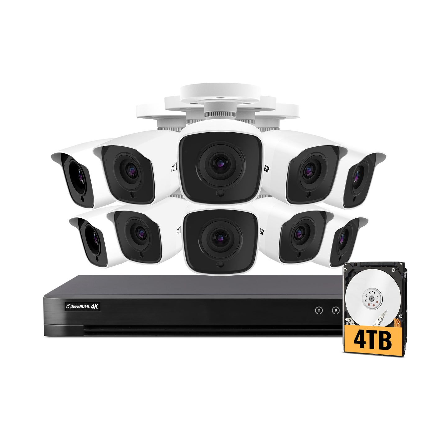 4K Ultra 16 Channel DVR Security System with 4TB HDD & 10 Vision Cameras (Certified Open Box)