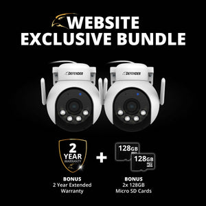 EXCLUSIVE BUNDLE: AI POWERED 4K Everwatch PTZ Wi-Fi Plug-in Security Camera, 128GB SD Card, 2 Pack