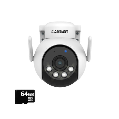 AI POWERED 4K Everwatch PTZ 360° Wi-Fi Plug-in Power Security Camera with 64GB SD Card